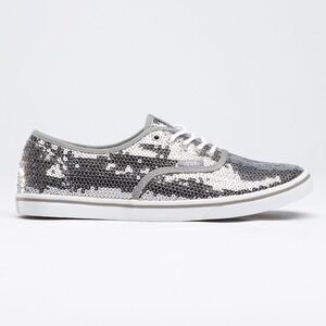 Vans Authentic Lo Pro Silver Sequin Low‎ Top Sneakers Womens 6.5